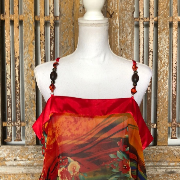 FLAMINGO USA FLORAL BLOUSE TROPICAL SMALL - Picture 5 of 7